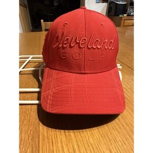 Cleveland Golf FlexFit Hat Red Jacquard Performance Stretch Fit CG Logo‎